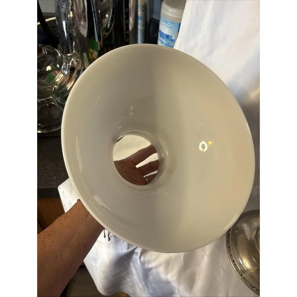 Vintage Nickle Plated Oil / Kerosene Lamp With White Glass Shade